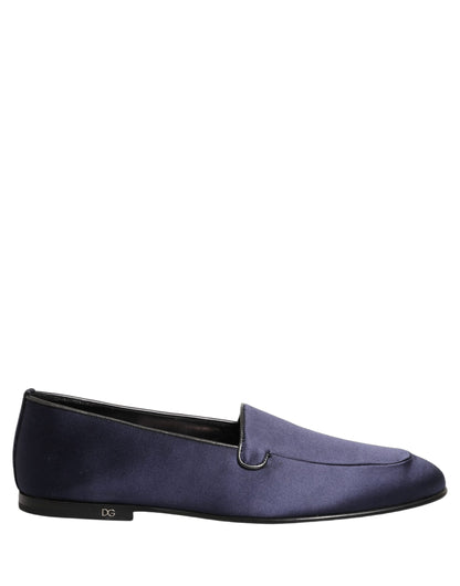 Dolce & Gabbana Men's Leather & Satin Loafer Slip-On Shoes - Navy