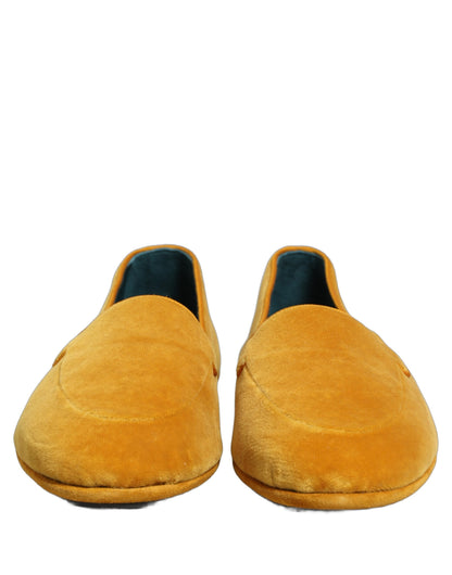 Dolce & Gabbana Men's Leather & Velvet Loafer Slip-On Shoes - Yellow