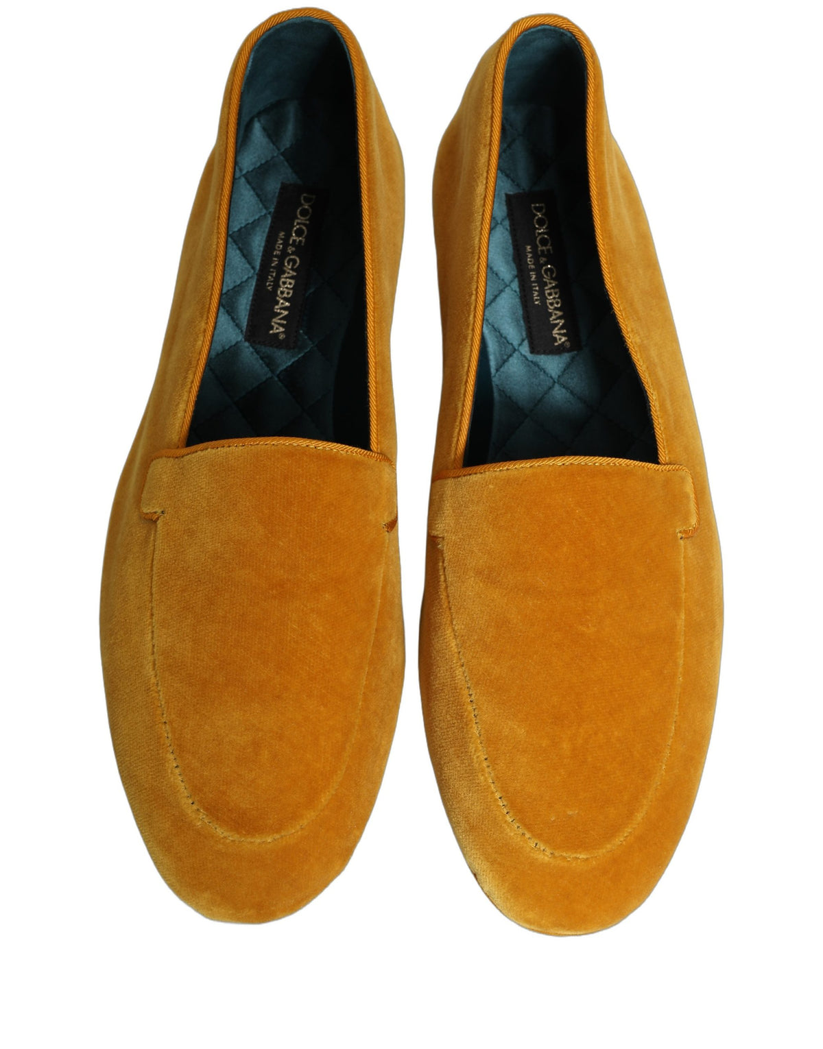 Dolce & Gabbana Men's Leather & Velvet Loafer Slip-On Shoes - Yellow