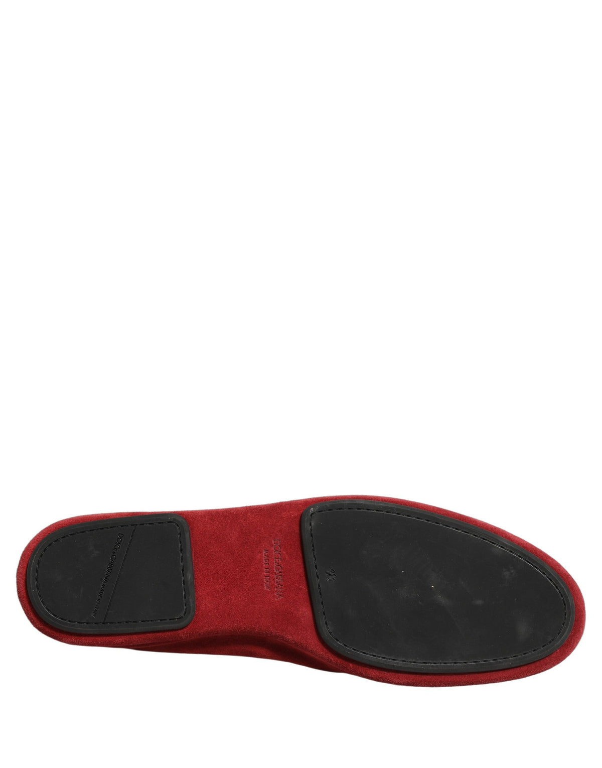Dolce & Gabbana Men's Suede Leather Velvet & Crystal Loafer Slip-On Shoes - Red Signature