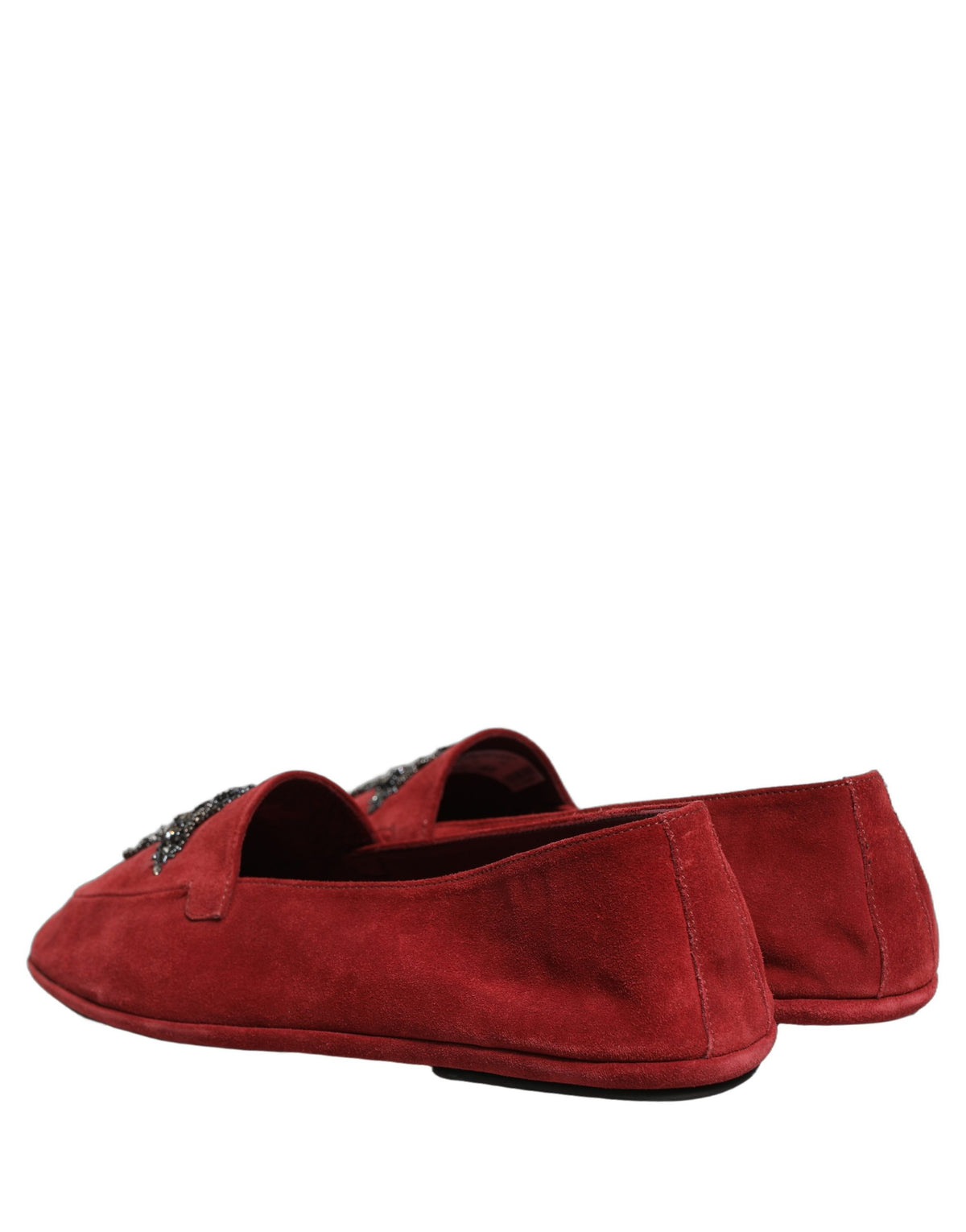 Dolce & Gabbana Men's Suede Leather Velvet & Crystal Loafer Slip-On Shoes - Red Signature