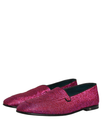 Dolce & Gabbana Men's Leather & Lurex Loafer Slip-On Shoes - Pink Signature