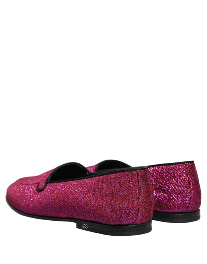 Dolce & Gabbana Men's Leather & Lurex Loafer Slip-On Shoes - Pink Signature