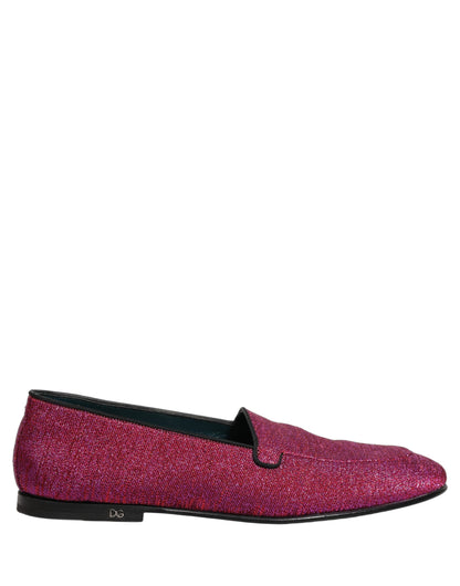 Dolce & Gabbana Men's Leather & Lurex Loafer Slip-On Shoes - Pink Signature