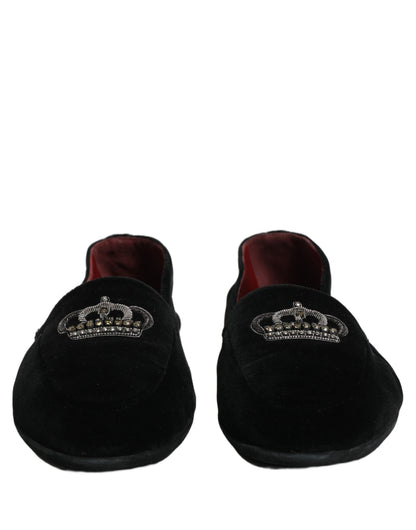 Dolce & Gabbana Aria Men's Leather Loafer Slip-On Shoes - Black Signature