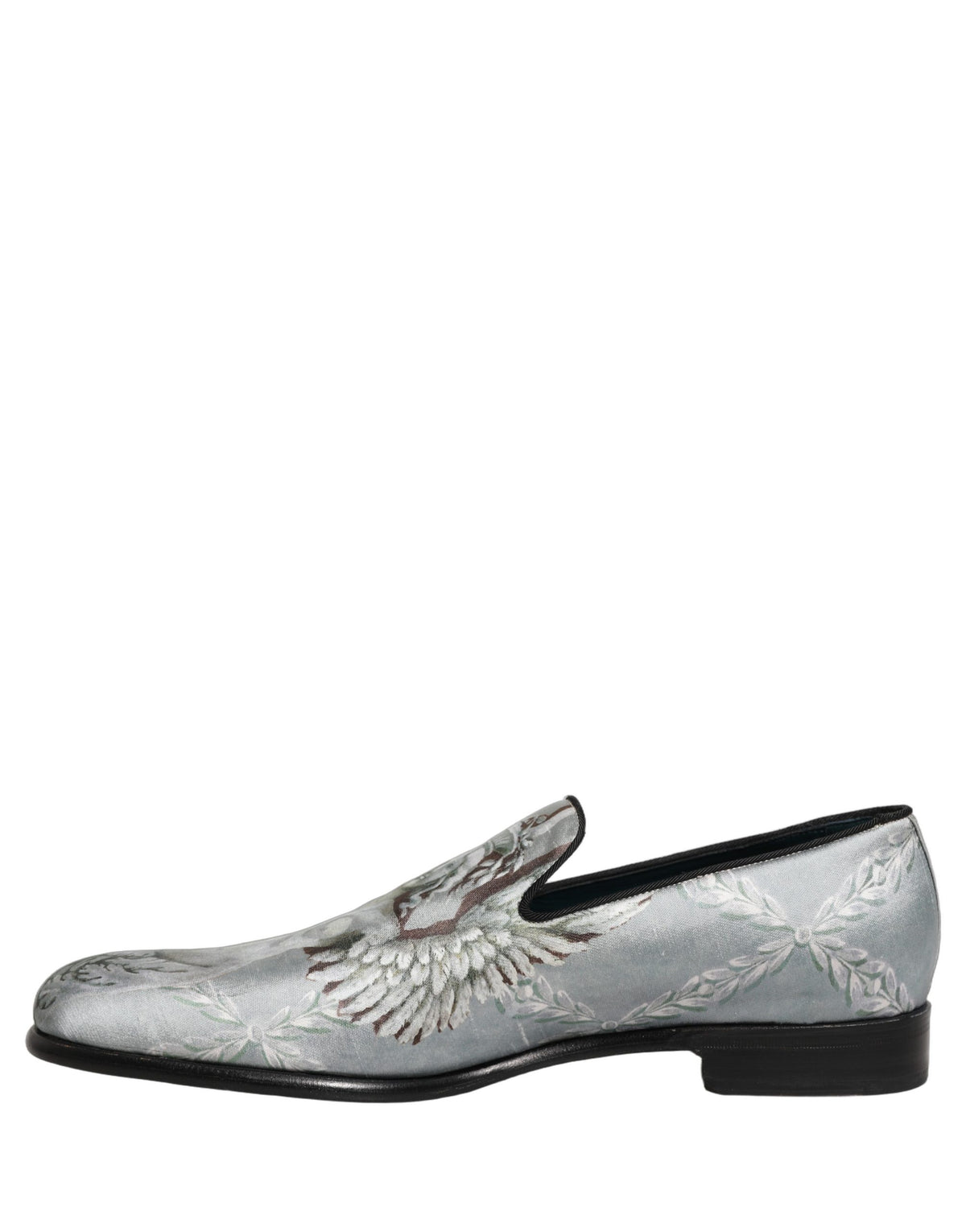 Dolce & Gabbana Aria Men's Leather & Velvet Moccasin Moccasins Loafer Slip-On Shoes - Gray Signature Print