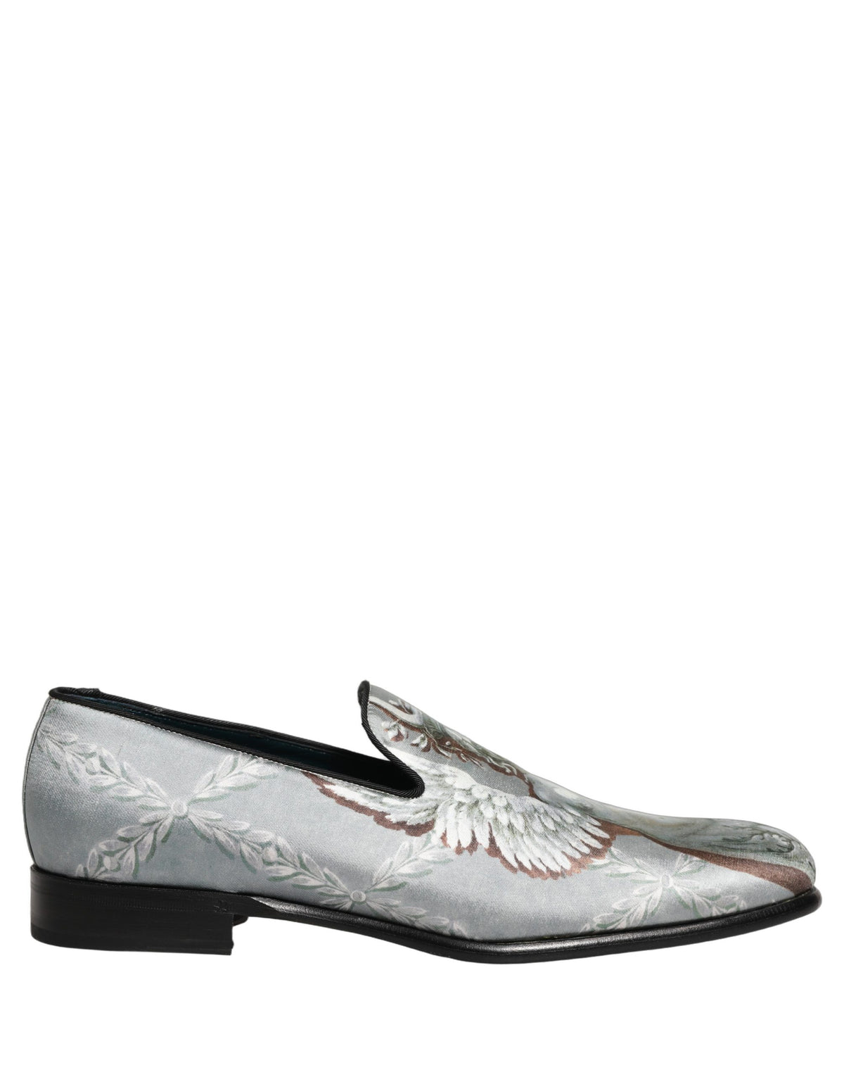 Dolce & Gabbana Aria Men's Leather & Velvet Moccasin Moccasins Loafer Slip-On Shoes - Gray Signature Print