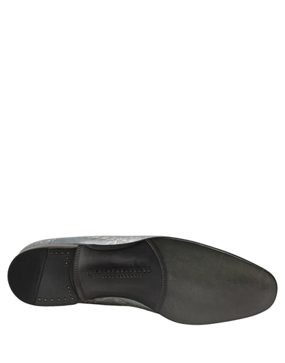 Dolce & Gabbana Aria Men's Leather & Velvet Moccasin Moccasins Loafer Slip-On Shoes - Gray Signature Print