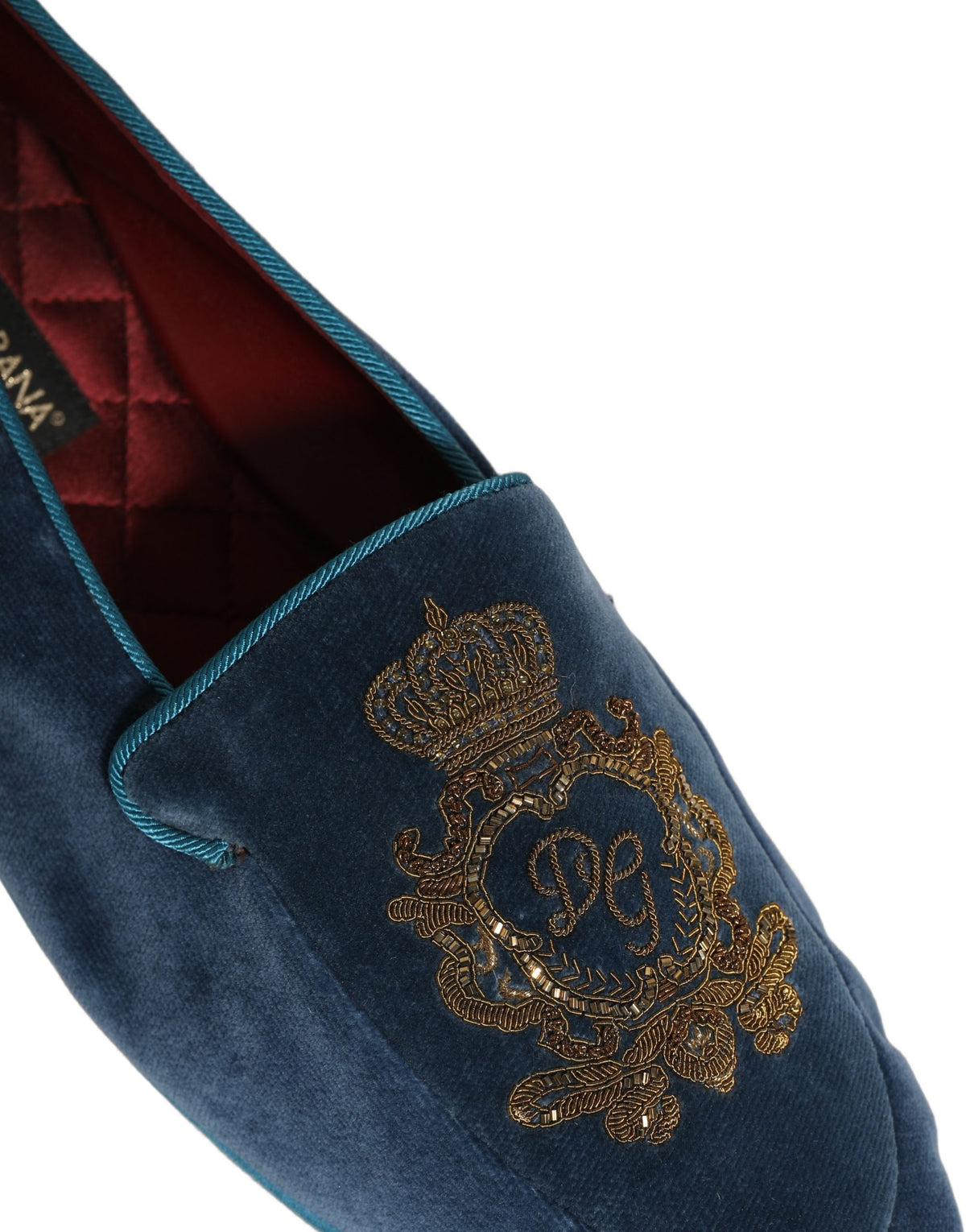 Dolce & Gabbana Aria Men's Leather & Velvet Loafer Slip-On Shoes - Blue Signature