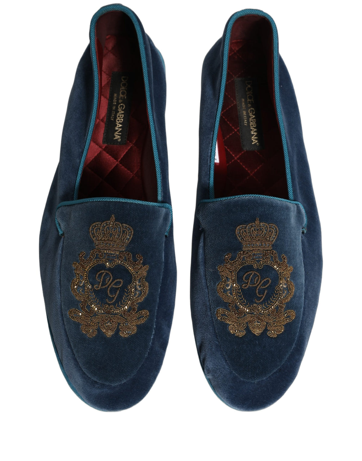 Dolce & Gabbana Aria Men's Leather & Velvet Loafer Slip-On Shoes - Blue Signature