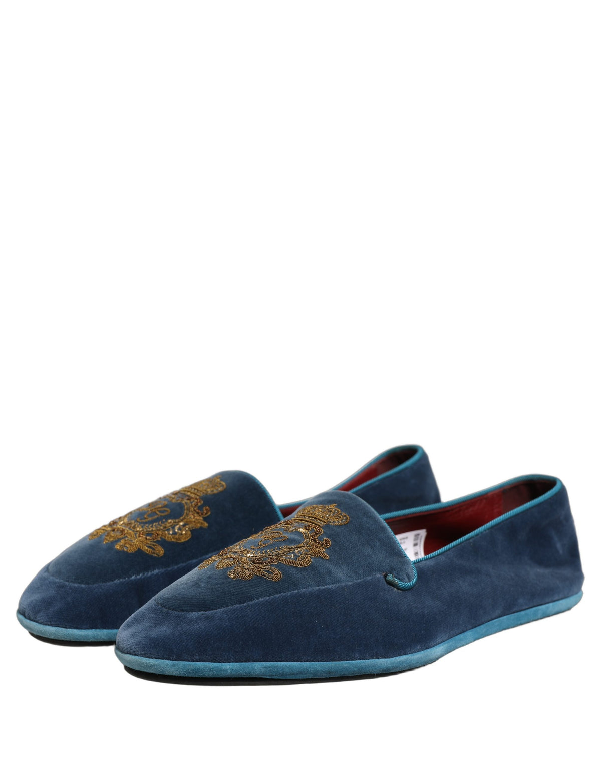 Dolce & Gabbana Aria Men's Leather & Velvet Loafer Slip-On Shoes - Blue Signature
