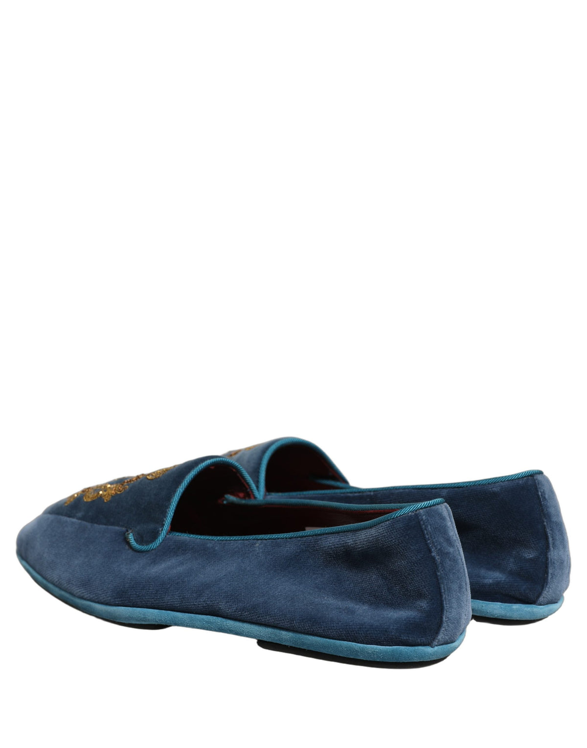 Dolce & Gabbana Aria Men's Leather & Velvet Loafer Slip-On Shoes - Blue Signature