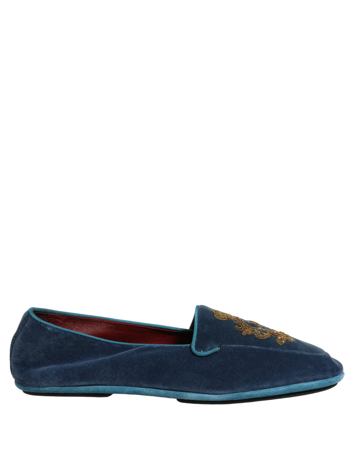 Dolce & Gabbana Aria Men's Leather & Velvet Loafer Slip-On Shoes - Blue Signature
