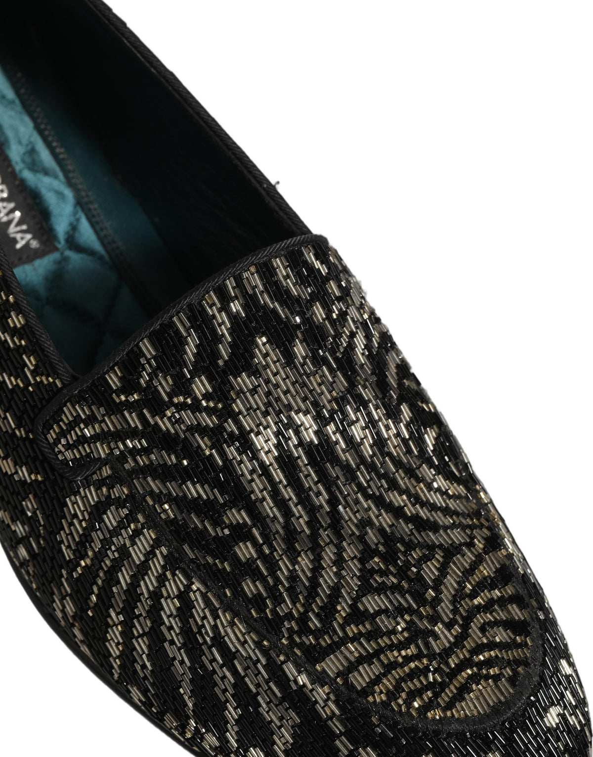Dolce & Gabbana Men's Leather Loafer Slip-On Shoes - Animal Black Silver Signature Print