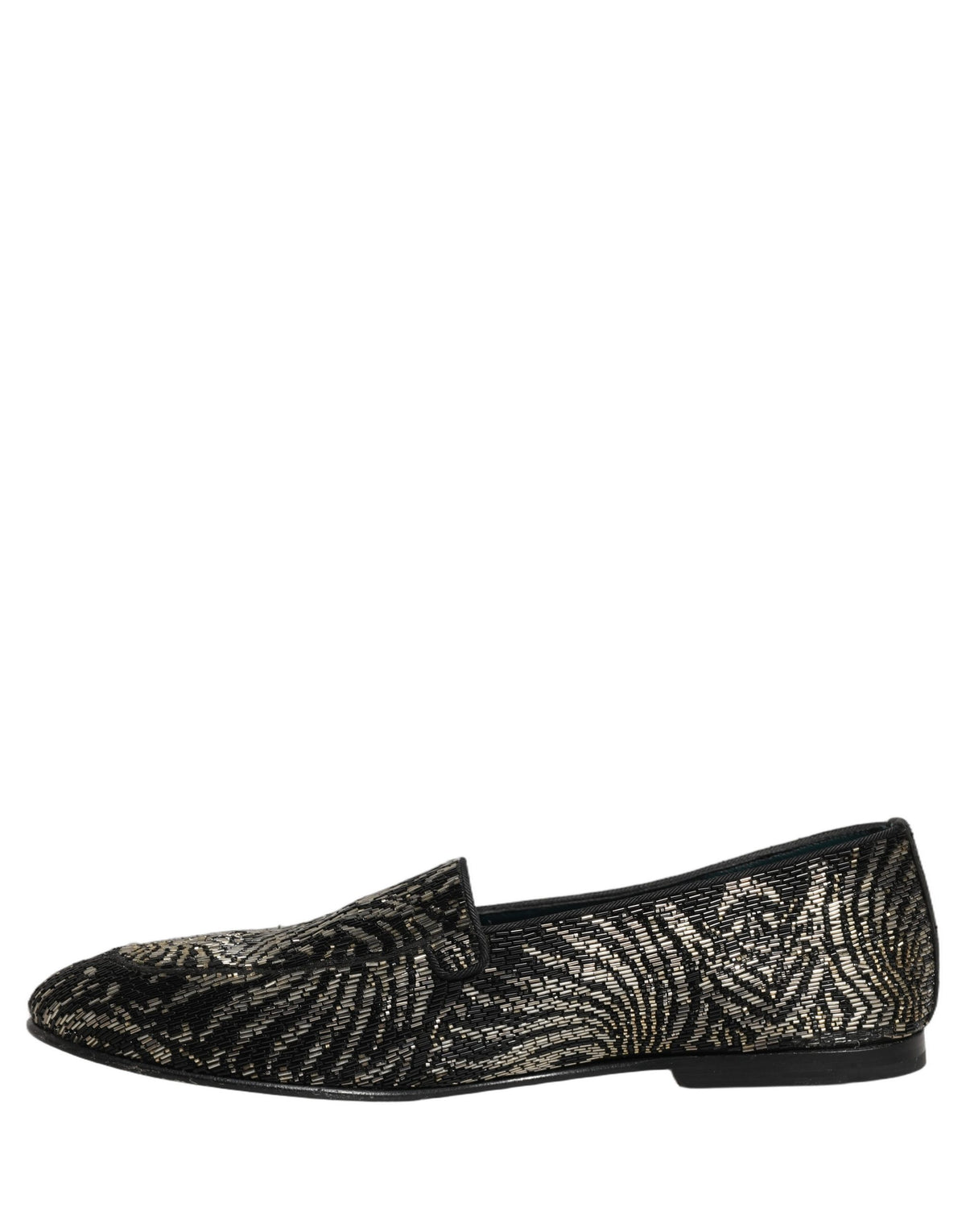 Dolce & Gabbana Men's Leather Loafer Slip-On Shoes - Animal Black Silver Signature Print
