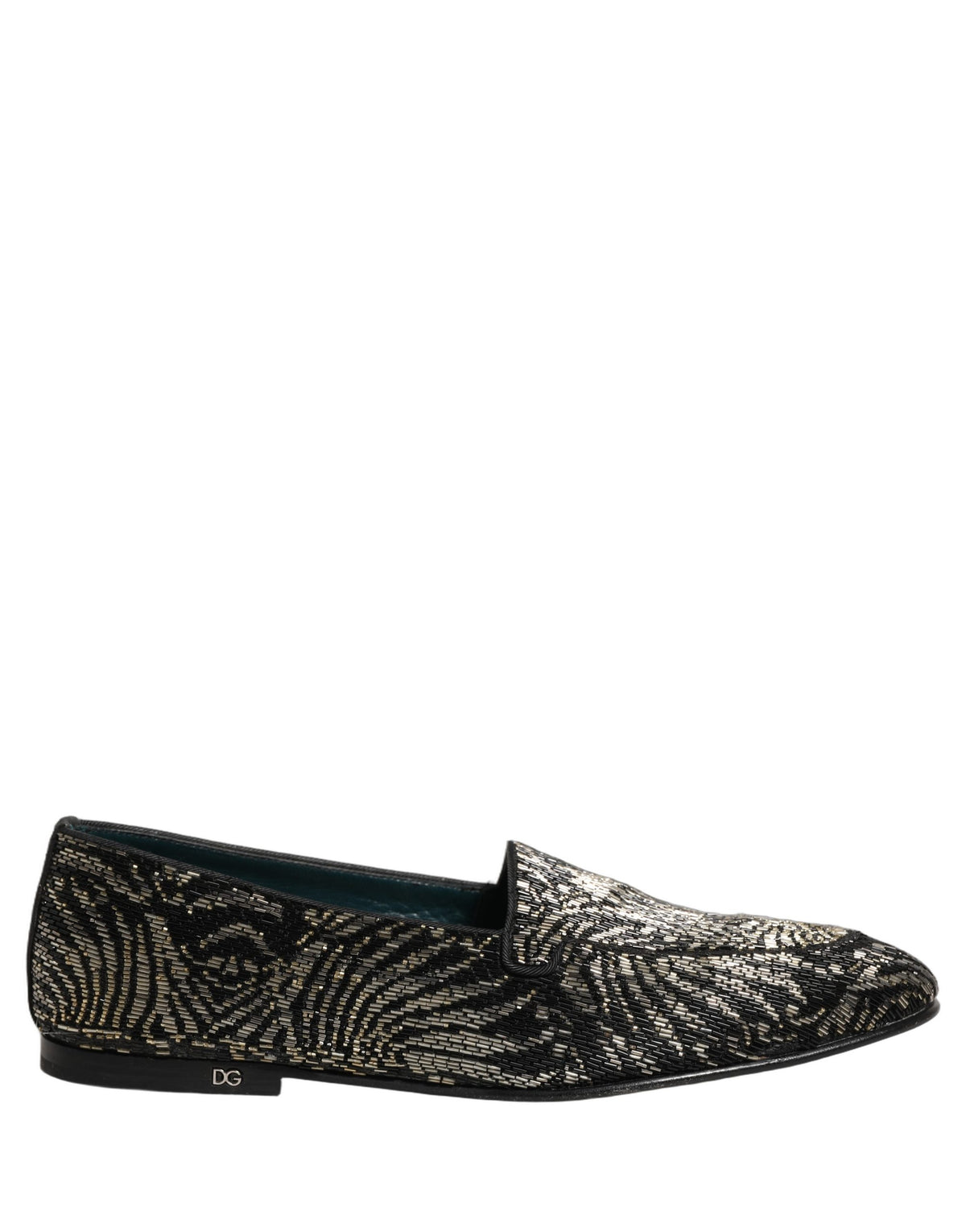 Dolce & Gabbana Men's Leather Loafer Slip-On Shoes - Animal Black Silver Signature Print