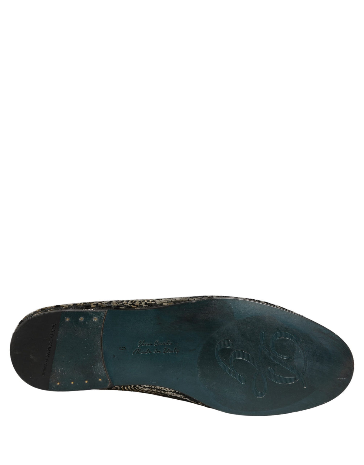 Dolce & Gabbana Men's Leather Loafer Slip-On Shoes - Animal Black Silver Signature Print