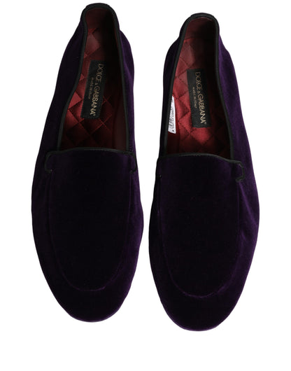Dolce & Gabbana Aria Men's Leather & Velvet Flat Loafer Slip-On Shoes - Violet
