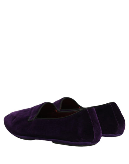Dolce & Gabbana Aria Men's Leather & Velvet Flat Loafer Slip-On Shoes - Violet