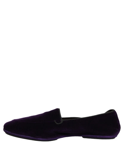 Dolce & Gabbana Aria Men's Leather & Velvet Flat Loafer Slip-On Shoes - Violet