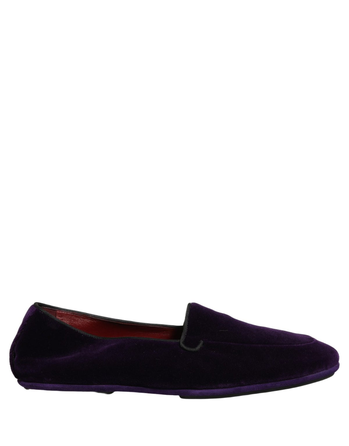 Dolce & Gabbana Aria Men's Leather & Velvet Flat Loafer Slip-On Shoes - Violet
