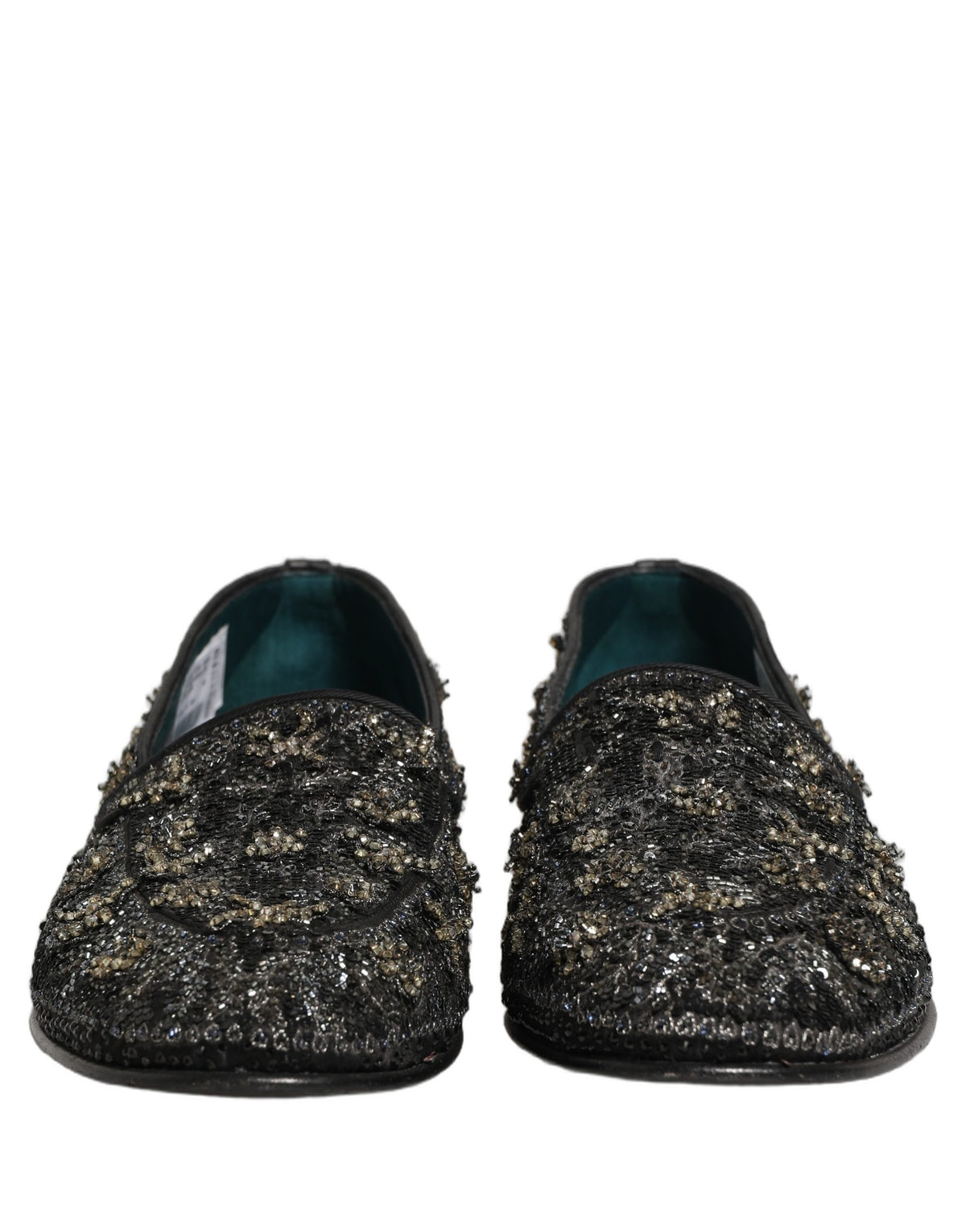 Dolce & Gabbana Men's Leather & Rhinestone Loafer Slip-On Shoes - Black Signature