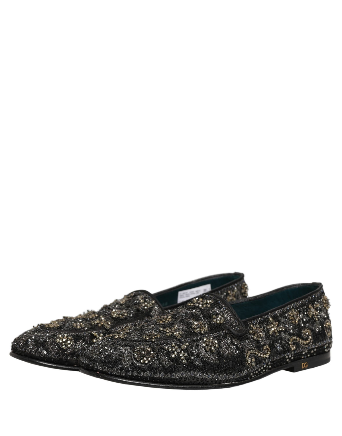 Dolce & Gabbana Men's Leather & Rhinestone Loafer Slip-On Shoes - Black Signature