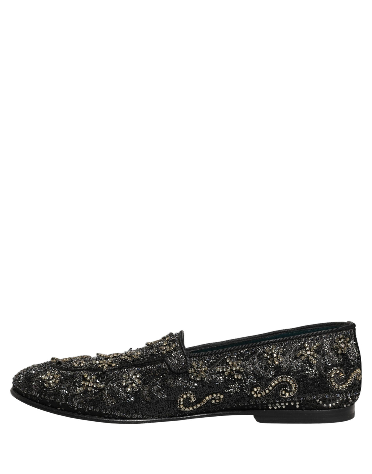 Dolce & Gabbana Men's Leather & Rhinestone Loafer Slip-On Shoes - Black Signature