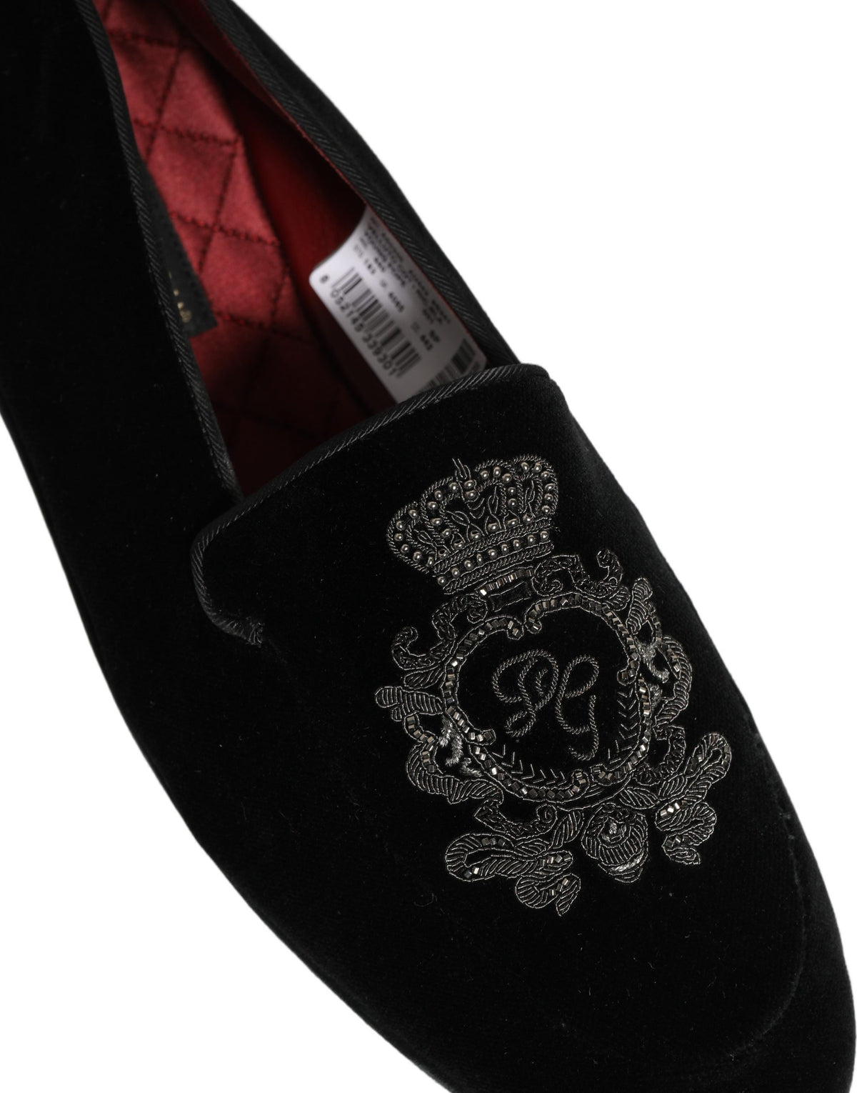 Dolce & Gabbana 9 To 5 Aria Men's Leather & Velvet Loafer Slip-On Shoes - Black Signature