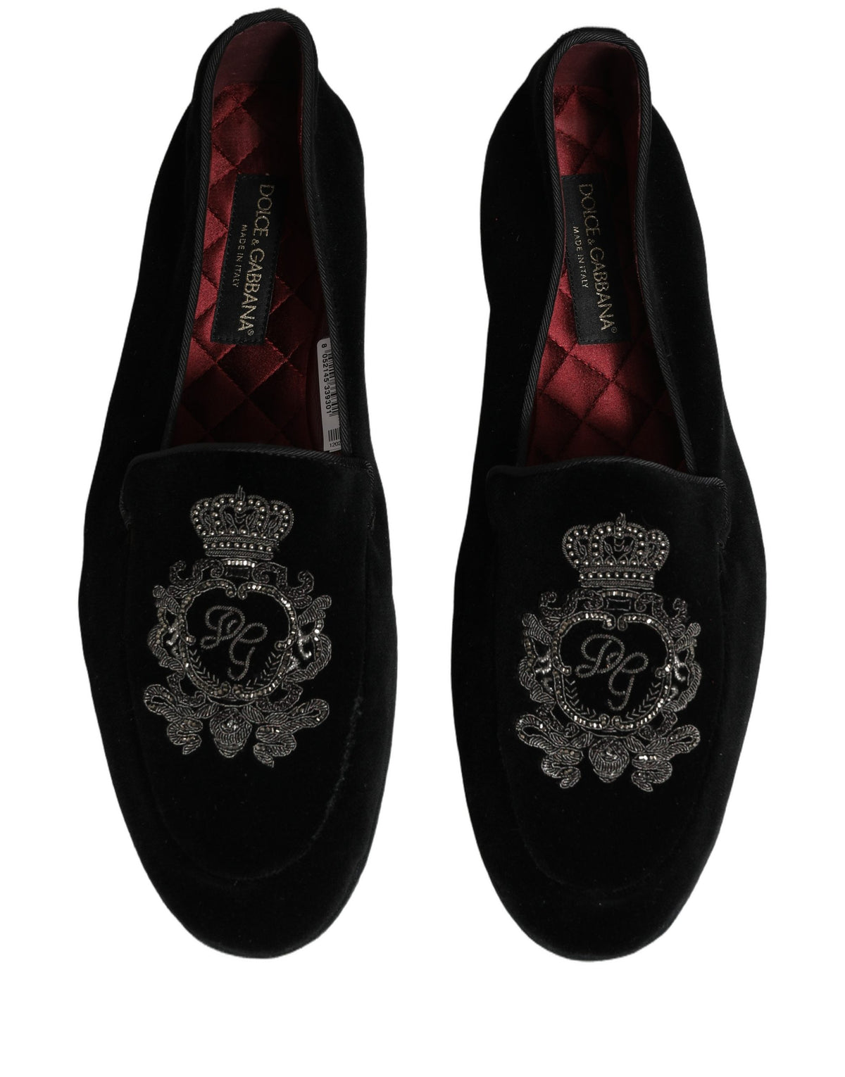 Dolce & Gabbana 9 To 5 Aria Men's Leather & Velvet Loafer Slip-On Shoes - Black Signature