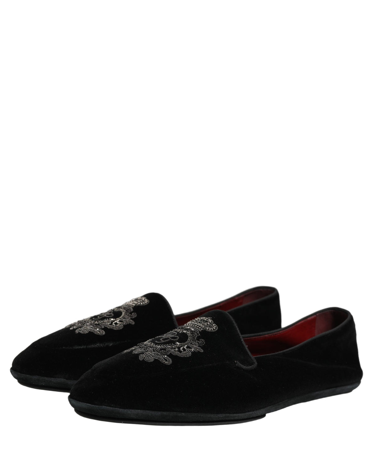 Dolce & Gabbana 9 To 5 Aria Men's Leather & Velvet Loafer Slip-On Shoes - Black Signature