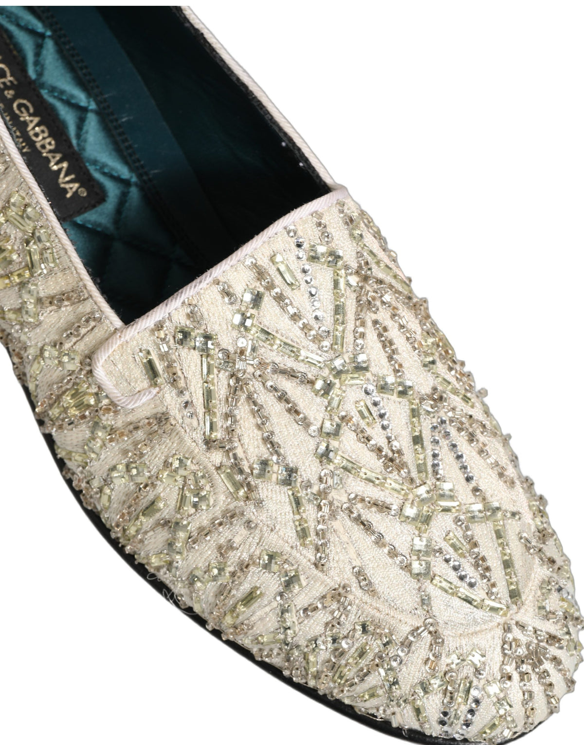 Dolce & Gabbana 9 To 5 Aria Men's Leather & Velvet Loafer Slip-On Shoes - White Signature