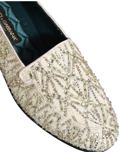 Dolce & Gabbana 9 To 5 Aria Men's Leather & Velvet Loafer Slip-On Shoes - White Signature