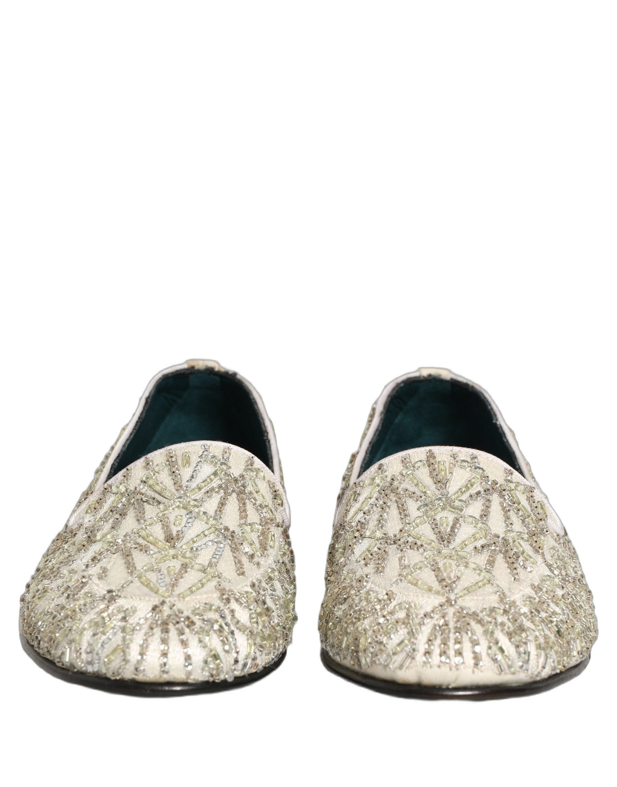 Dolce & Gabbana 9 To 5 Aria Men's Leather & Velvet Loafer Slip-On Shoes - White Signature