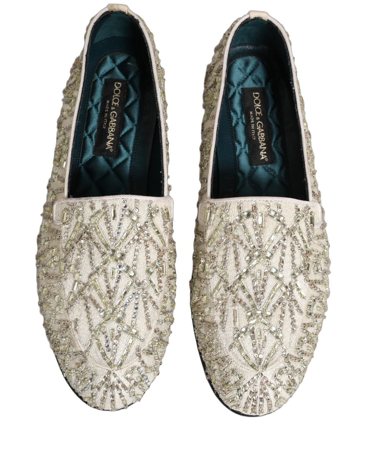 Dolce & Gabbana 9 To 5 Aria Men's Leather & Velvet Loafer Slip-On Shoes - White Signature