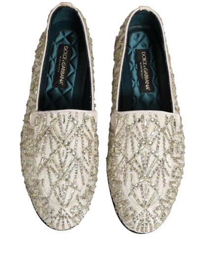 Dolce & Gabbana 9 To 5 Aria Men's Leather & Velvet Loafer Slip-On Shoes - White Signature