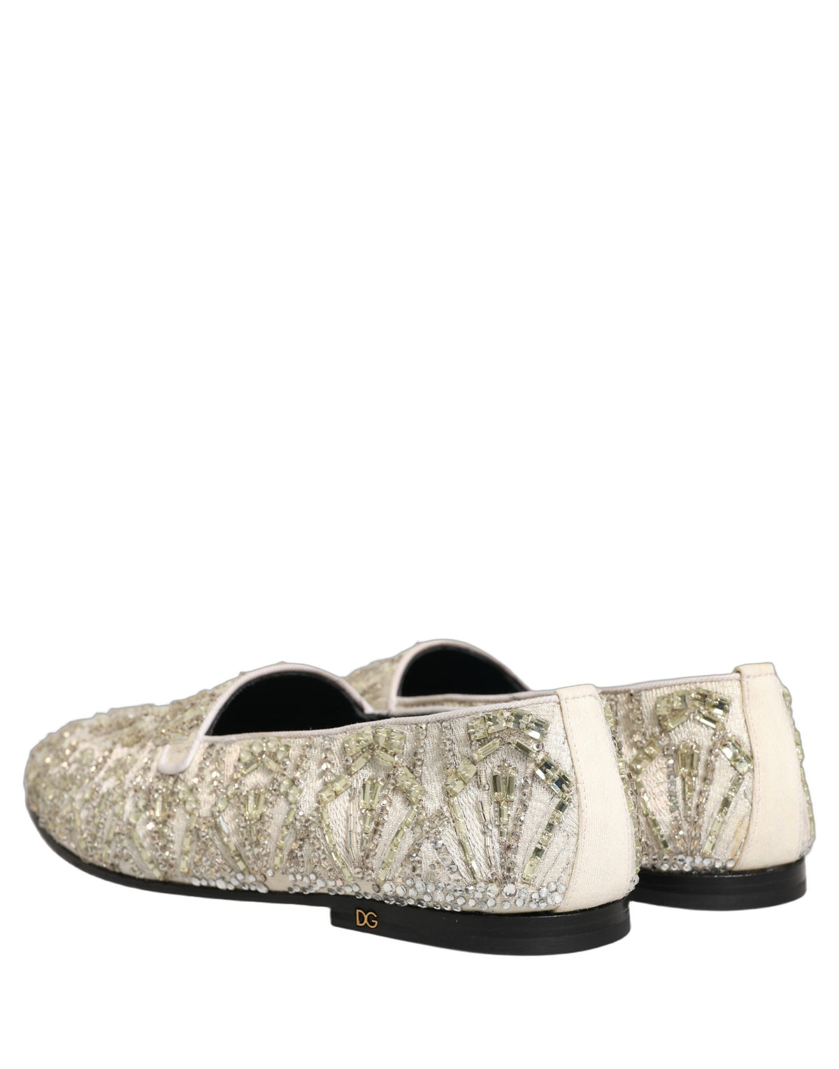 Dolce & Gabbana 9 To 5 Aria Men's Leather & Velvet Loafer Slip-On Shoes - White Signature