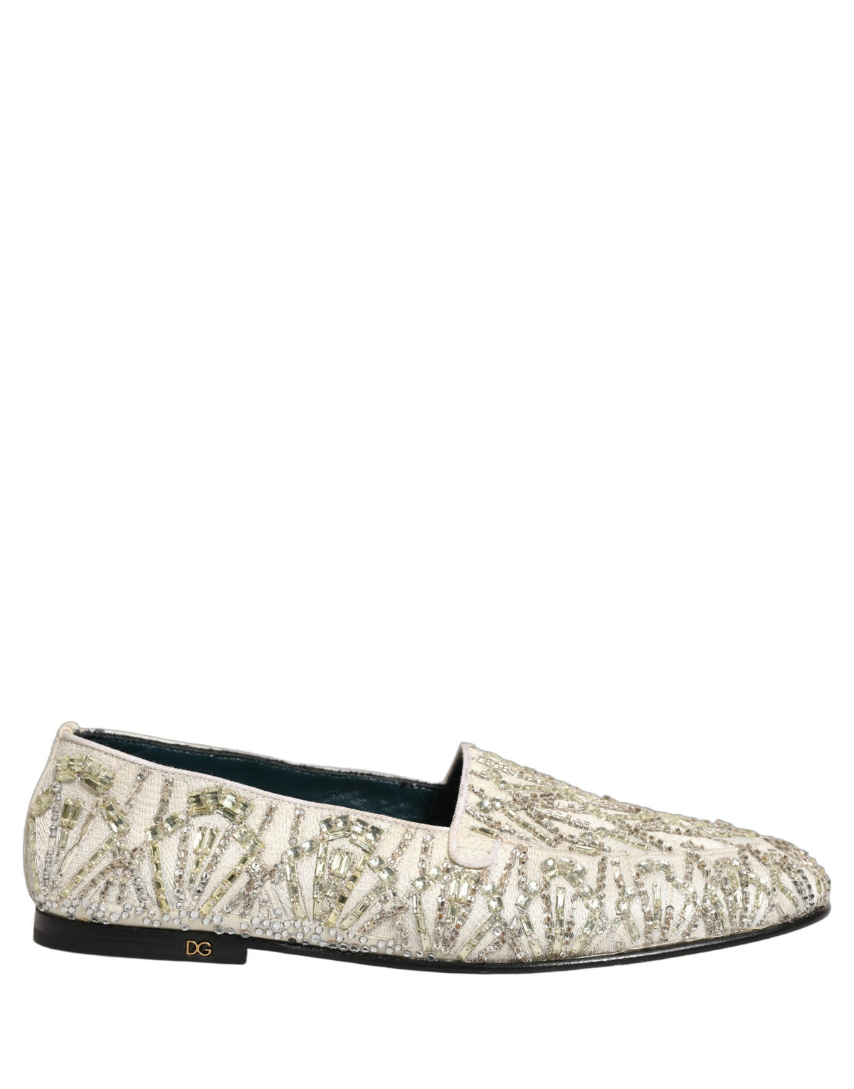 Dolce & Gabbana 9 To 5 Aria Men's Leather & Velvet Loafer Slip-On Shoes - White Signature