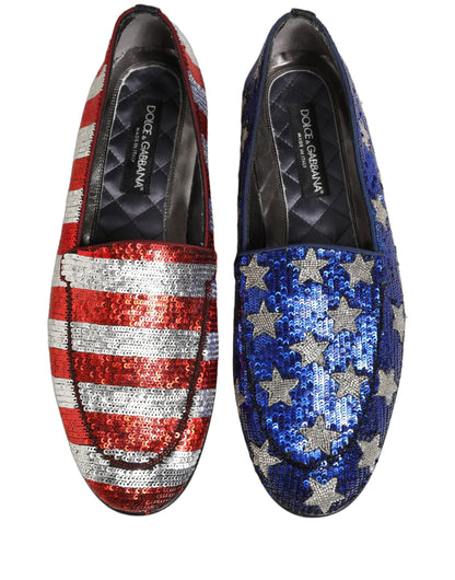 Dolce & Gabbana 9 To 5 Aria Men's Leather & Sequins Loafer Slip-On Shoes - Multicolor