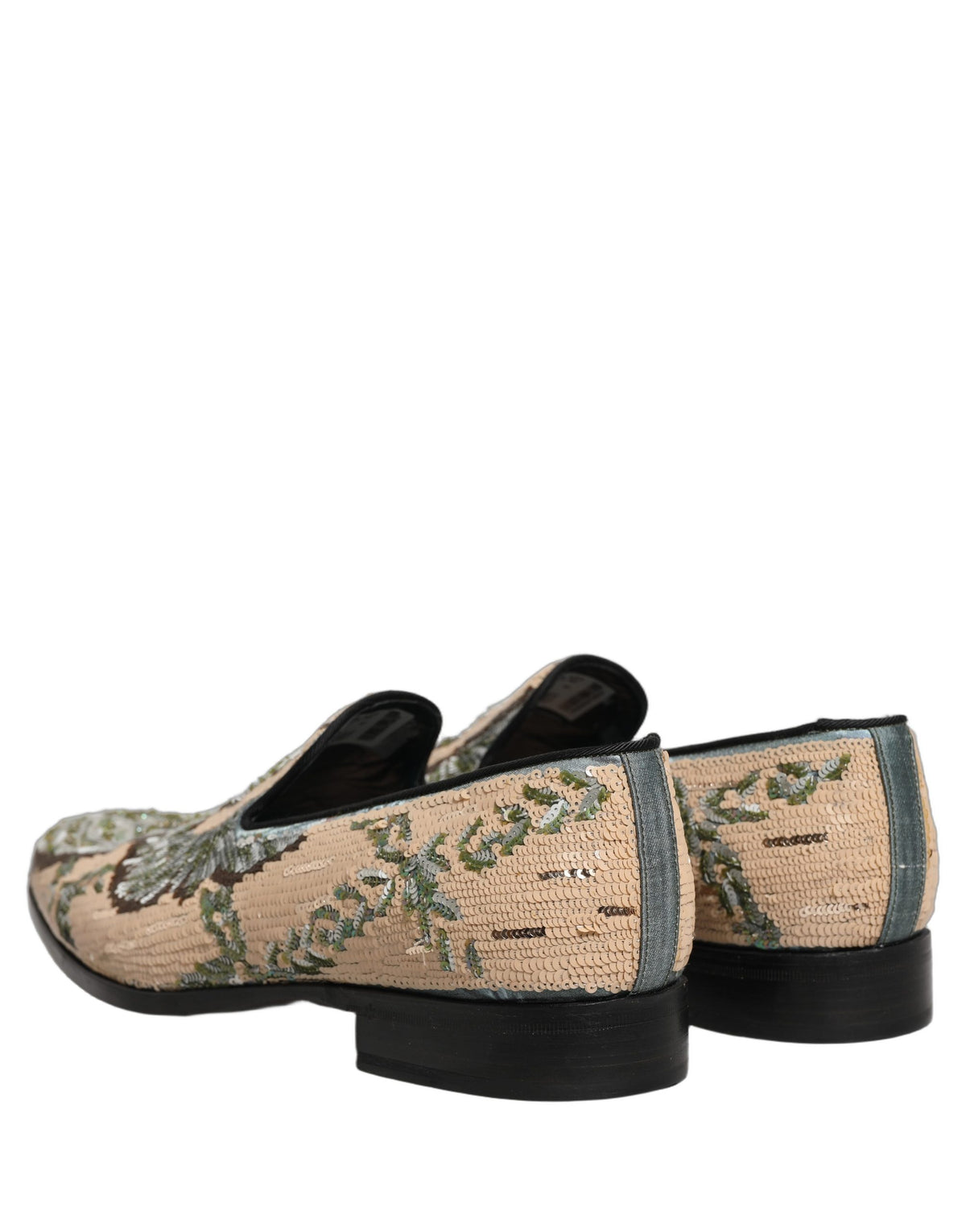 Dolce & Gabbana 9 To 5 Aria Men's Leather & Sequins Loafer Slip-On Shoes - Beige Signature