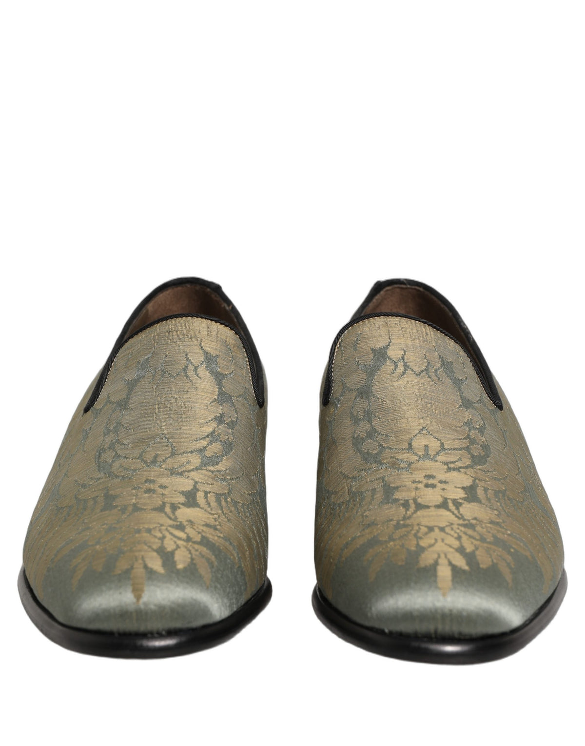 Dolce & Gabbana 9 To 5 Men's Leather Loafer Slip-On Shoes - Gold Floral Jacquard Signature