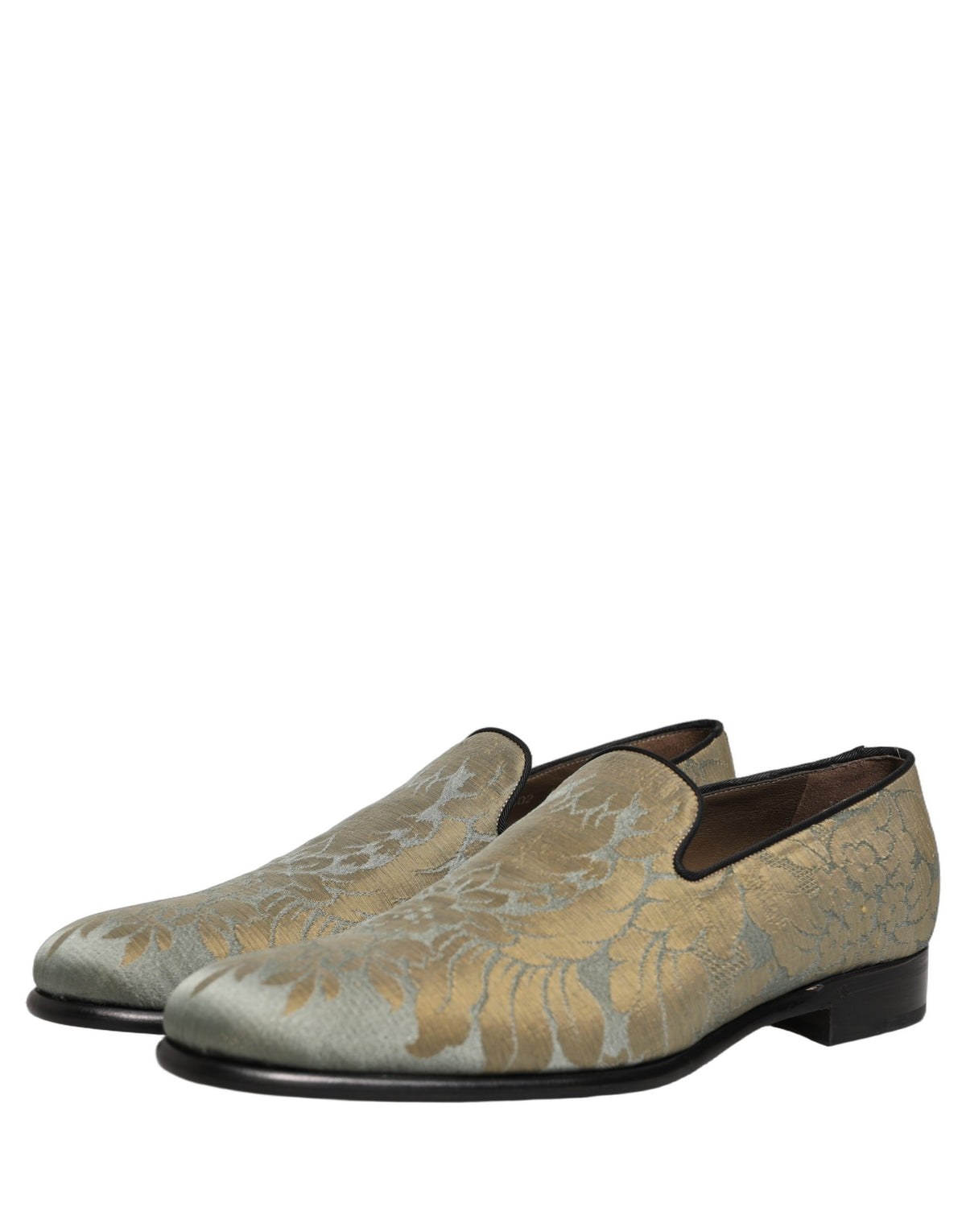 Dolce & Gabbana 9 To 5 Men's Leather Loafer Slip-On Shoes - Gold Floral Jacquard Signature