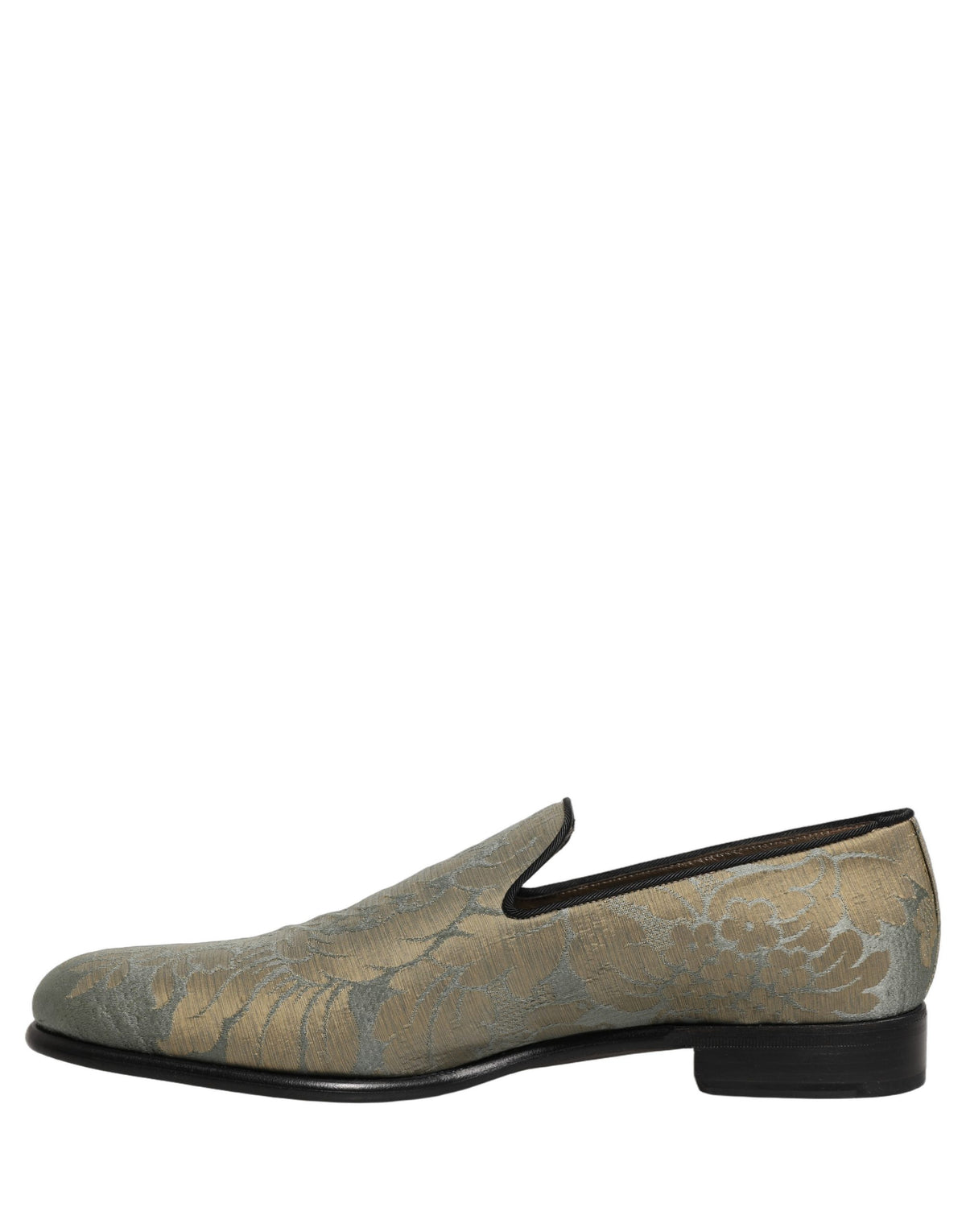 Dolce & Gabbana 9 To 5 Men's Leather Loafer Slip-On Shoes - Gold Floral Jacquard Signature