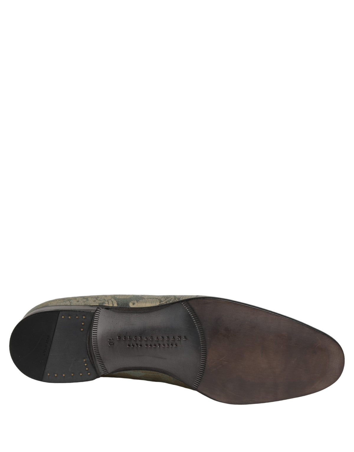Dolce & Gabbana 9 To 5 Men's Leather Loafer Slip-On Shoes - Gold Floral Jacquard Signature