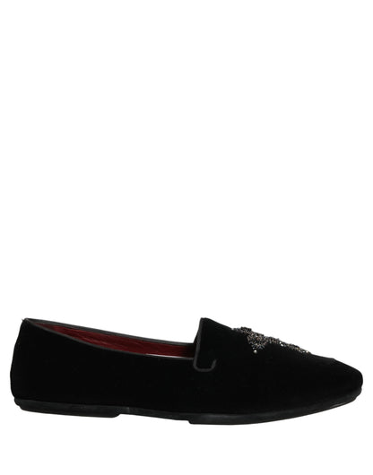 Dolce & Gabbana 9 To 5 Men's Suede Leather & Crystal Loafer Slip-On Shoes - Black Signature