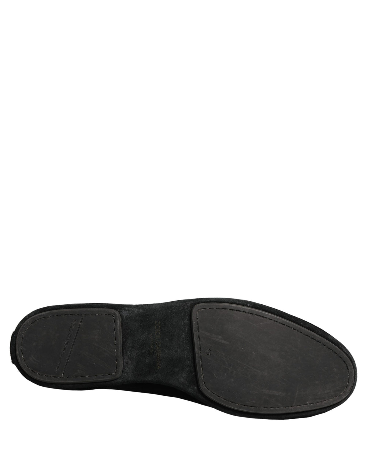 Dolce & Gabbana 9 To 5 Men's Suede Leather & Crystal Loafer Slip-On Shoes - Black Signature