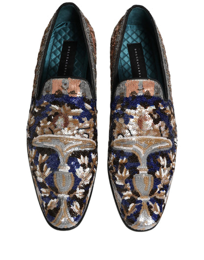 Dolce & Gabbana 9 To 5 Men's Leather & Sequins Loafer Slip-On Shoes - Multicolor Signature