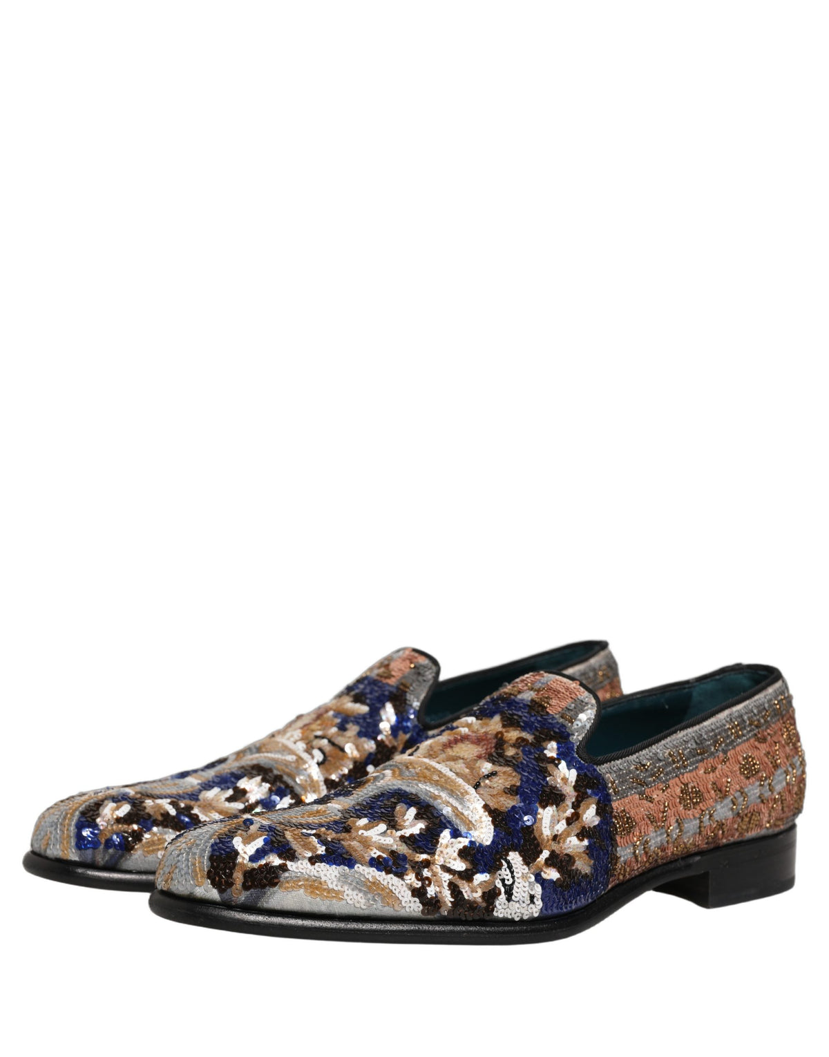 Dolce & Gabbana 9 To 5 Men's Leather & Sequins Loafer Slip-On Shoes - Multicolor Signature