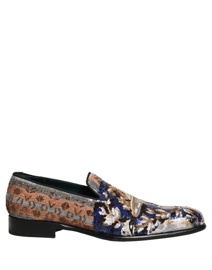 Dolce & Gabbana 9 To 5 Men's Leather & Sequins Loafer Slip-On Shoes - Multicolor Signature