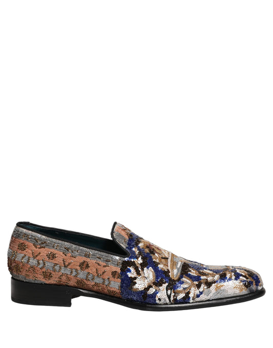 Dolce & Gabbana 9 To 5 Men's Leather & Sequins Loafer Slip-On Shoes - Multicolor Signature
